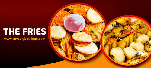 The Fries Collection Showing Samoosas, Moons and Mandos - Savoury Boutique