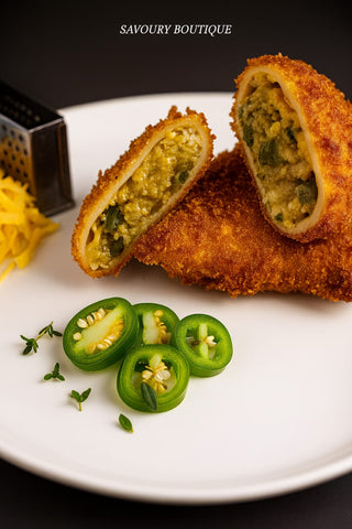 Cajun Chicken Cheese & Jalapeno Samoosa Coated in Panko Breadcrumbs