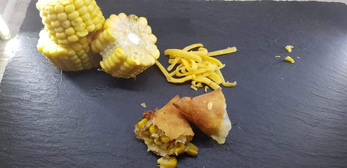 Cheese Corn Samoosa Broken Revealing Filling