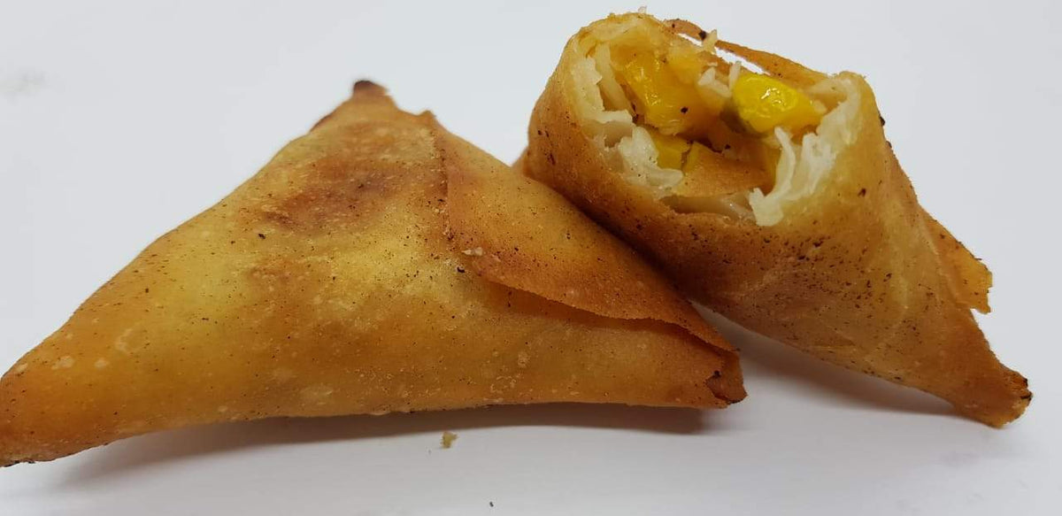 Cheese Corn Samoosa Broken Revealing Filling