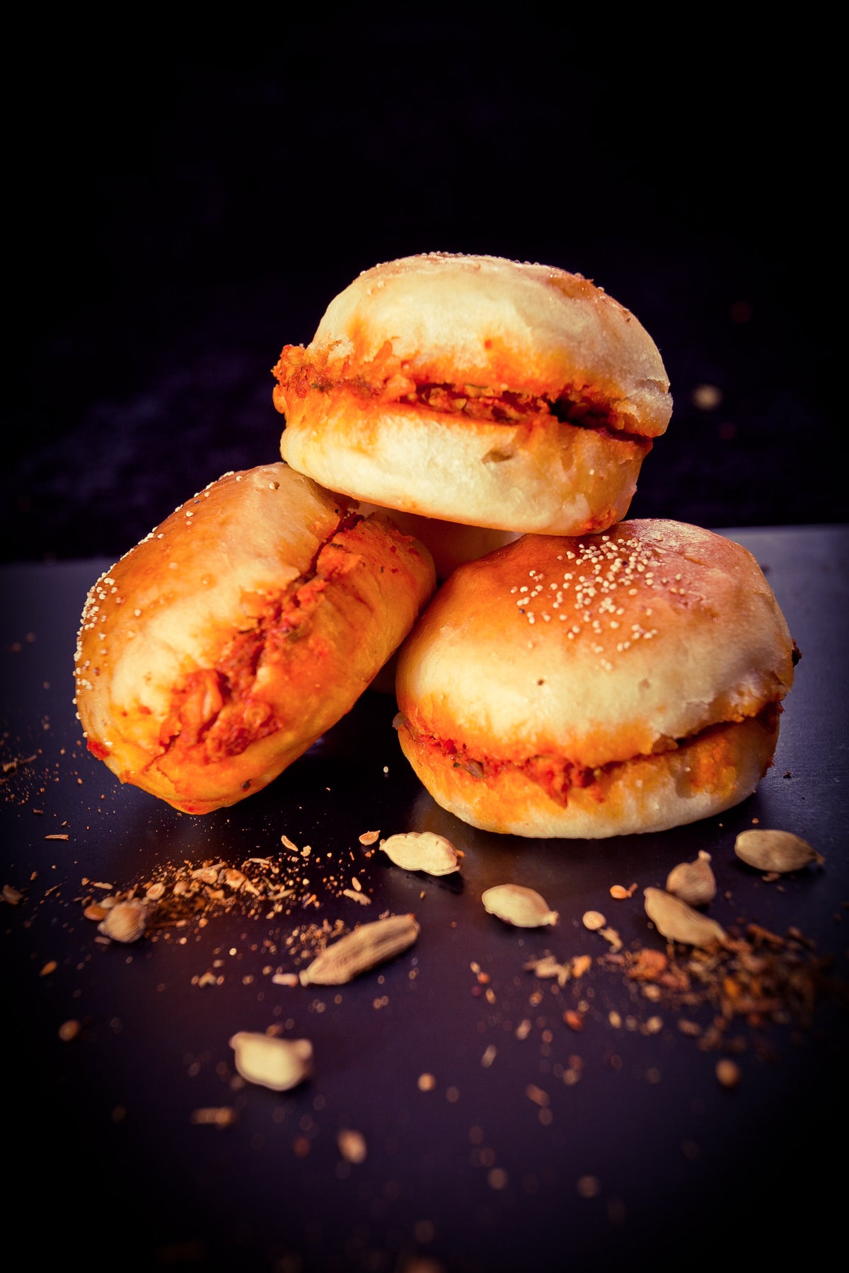 Prepared Chicken Sliders Stacked For Display